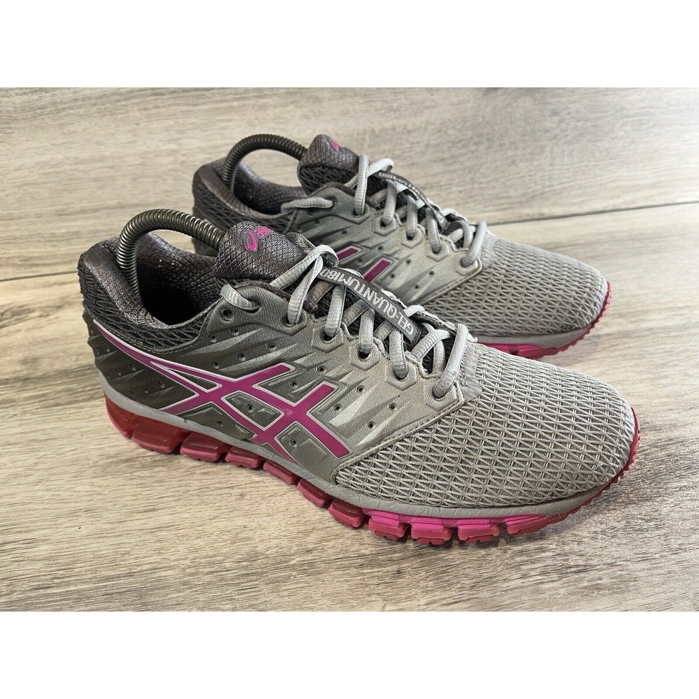 Asics Women's Gray and Pink Athletic Running Sneakers